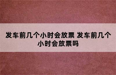 发车前几个小时会放票 发车前几个小时会放票吗